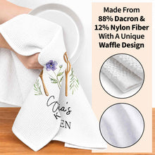 Load image into Gallery viewer, Personalized Kitchen Towel Custom Name Flower Gift Idea