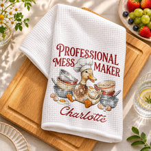 Load image into Gallery viewer, Personalized Kitchen Towel Funny Duck Chef Hat Gift for Mom