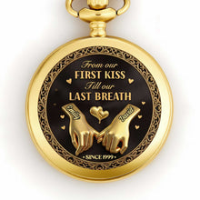 Load image into Gallery viewer, Personalized Gold Pocket Watch Custom Name Anniversary Gift