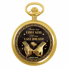 Load image into Gallery viewer, Personalized Gold Pocket Watch Custom Name Anniversary Gift