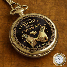 Load image into Gallery viewer, Personalized Gold Pocket Watch Custom Name Anniversary Gift