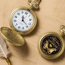Load image into Gallery viewer, Personalized Gold Pocket Watch Custom Name Anniversary Gift