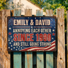 Load image into Gallery viewer, Personalized Patriotic Metal Sign Custom Name Gift for Couple