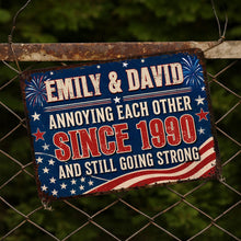 Load image into Gallery viewer, Personalized Patriotic Metal Sign Custom Name Gift for Couple