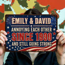 Load image into Gallery viewer, Personalized Patriotic Metal Sign Custom Name Gift for Couple