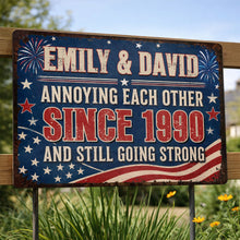 Load image into Gallery viewer, Personalized Patriotic Metal Sign Custom Name Gift for Couple