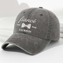 Load image into Gallery viewer, Personalized Washed Denim Cap with Custom Name for Fiancée