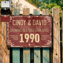 Load image into Gallery viewer, Personalized Vintage Sunburst Floral Metal Sign Custom Name Gift for Couples