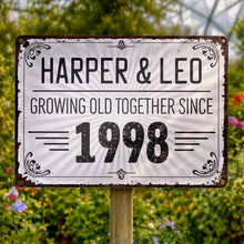 Load image into Gallery viewer, Personalized Vintage Sunburst Floral Metal Sign Custom Name Gift for Couples