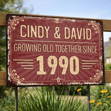 Load image into Gallery viewer, Personalized Vintage Sunburst Floral Metal Sign Custom Name Gift for Couples