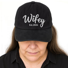 Load image into Gallery viewer, Personalized Washed Denim Cap Customized Heart Text Gift for Couples