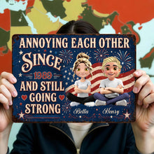 Load image into Gallery viewer, Personalized Metal Sign Custom Name Couple Gift American Flag