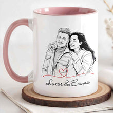Load image into Gallery viewer, Personalized Couple Sketch Accent Mug Custom Love Story Gift