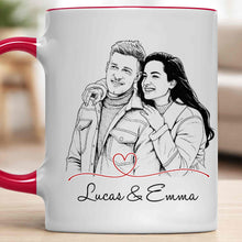 Load image into Gallery viewer, Personalized Couple Sketch Accent Mug Custom Love Story Gift