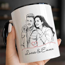 Load image into Gallery viewer, Personalized Couple Sketch Accent Mug Custom Love Story Gift