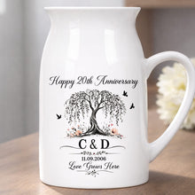 Load image into Gallery viewer, Personalized Ceramic Flower Vase Custom Date for Anniversary Gift