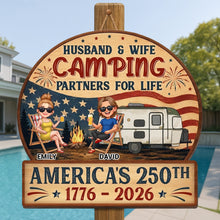 Load image into Gallery viewer, Personalized Wood Sign Camping Partners for Life Gift for Couples