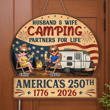 Load image into Gallery viewer, Personalized Wood Sign Camping Partners for Life Gift for Couples