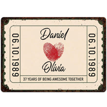 Load image into Gallery viewer, Personalized Metal Sign Custom Fingerprint Heart Gift for Couple