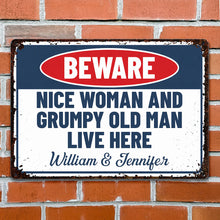 Load image into Gallery viewer, Personalized Metal Warning Sign for Couples Home Decor Gift