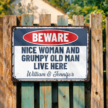 Load image into Gallery viewer, Personalized Metal Warning Sign for Couples Home Decor Gift