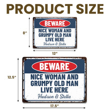 Load image into Gallery viewer, Personalized Metal Warning Sign for Couples Home Decor Gift