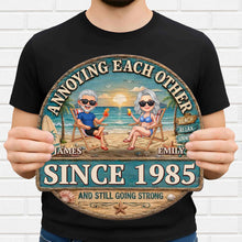 Load image into Gallery viewer, Personalized Beach Couple Art Custom Shaped Wood Sign Gift
