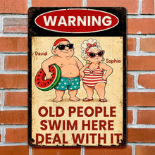 Load image into Gallery viewer, Personalized Funny Metal Sign Warning for Senior Couple Gift