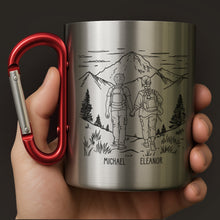 Load image into Gallery viewer, Personalized Carabiner Mug Custom Name Hiking Gift for Couples