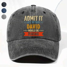 Load image into Gallery viewer, Personalized Washed Denim Cap Custom Name Gift for Him