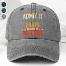 Load image into Gallery viewer, Personalized Washed Denim Cap Custom Name Gift for Him