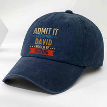 Load image into Gallery viewer, Personalized Washed Denim Cap Custom Name Gift for Him