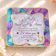 Load image into Gallery viewer, Personalized Stained Glass Jewelry Dish Custom Gift for Couple