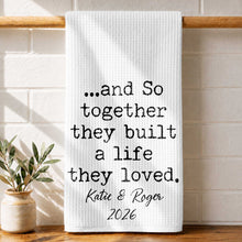Load image into Gallery viewer, Personalized Kitchen Towel with Custom Names Couples Gift