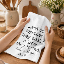 Load image into Gallery viewer, Personalized Kitchen Towel with Custom Names Couples Gift
