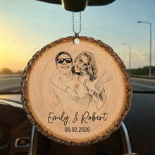 Load image into Gallery viewer, Personalized Photo Upload Wood Slice Ornament Custom Couple Gift