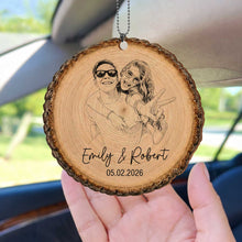 Load image into Gallery viewer, Personalized Photo Upload Wood Slice Ornament Custom Couple Gift