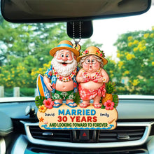 Load image into Gallery viewer, Personalized Tropical Beach Wood Ornament Custom Couple Gift for Anniversary