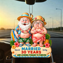 Load image into Gallery viewer, Personalized Tropical Beach Wood Ornament Custom Couple Gift for Anniversary