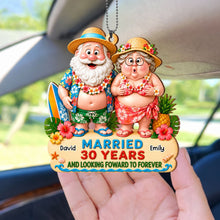 Load image into Gallery viewer, Personalized Tropical Beach Wood Ornament Custom Couple Gift for Anniversary