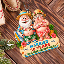 Load image into Gallery viewer, Personalized Tropical Beach Wood Ornament Custom Couple Gift for Anniversary