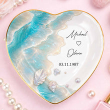Load image into Gallery viewer, Personalized Heart Jewelry Dish Custom Name Ring Holder Gift for Couples