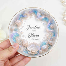 Load image into Gallery viewer, Personalized Ceramic Jewelry Dish Ocean Theme Custom Gift for Couples