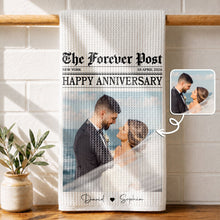 Load image into Gallery viewer, Personalized Anniversary Kitchen Towel Custom Photo Gift for Couples