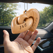 Load image into Gallery viewer, Personalized Interlocking Hearts Wood Ornament Custom Gift for Couples