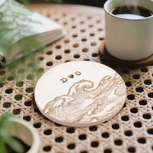 Load image into Gallery viewer, Personalized Ceramic Coaster with Ocean Wave Design Gift for Couples