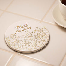 Load image into Gallery viewer, Personalized Beach Design Ceramic Coaster Custom Date Gift for Couples