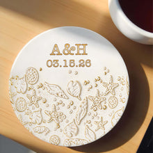 Load image into Gallery viewer, Personalized Beach Design Ceramic Coaster Custom Date Gift for Couples