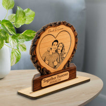 Load image into Gallery viewer, Personalized 2-Layer Wood Heart Plaque Custom Photo Gift for Couples