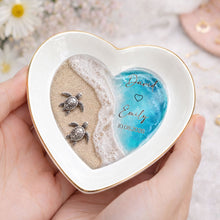 Load image into Gallery viewer, Personalized Heart-Shaped Jewelry Dish Custom Name Ocean Design Gift for Couples